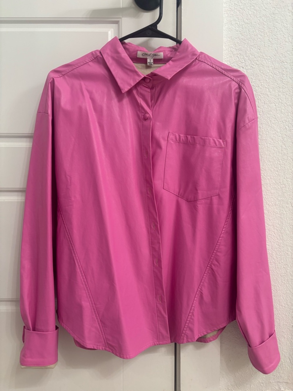 Women’s Faux Leather Button Up